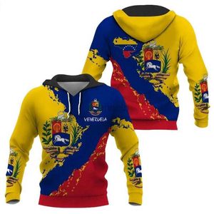 Bluzy bluzy bluzy damskie Wenezuela Country Bluie 3D na całym wydrukowanym kapturze moda pullover mężczyźni dla kobiet bluzy Sweter Cosplay Cosplay 240413