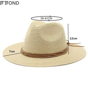 Wide Brim Hats Bucket Hats Big Size 60CM New Straw Hat 7cm Brim Summer Cooling Beach Sun Hat Outdoor Party Panama Jazz Hat Sombreros De MujerL240413