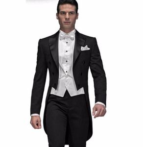 Özel Made Black Damat Tailcoat Groomsman Men039s Düğün Prom Takım Jacketpantsvestbow Tie9297719