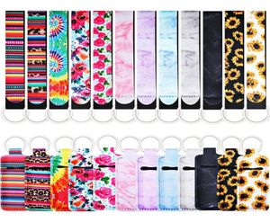24pieces Chapstick KeyChain Holders Set With Wristlet Lanyards Lipstick Holder Sleeve Pouch Lip Balm Holder for Chapstick5978201