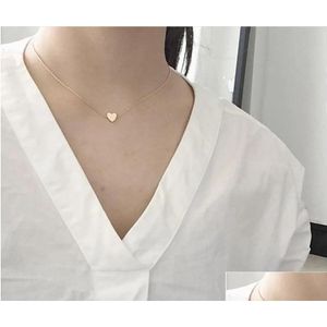 Chokers Sier Color Heart Pendant Necklace For Women Short Chain Collana Kolye Choker Collar Love Jewelry Drop Delivery Necklaces Penda Dhlm5