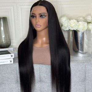 2024 Högkvalitativ 28 tum centrumparti Lång peruker Hot Sale Black Straight Hair For Black Women Wholesale Europe America Fashion Lace Front Rose Net Straight Wig Wig