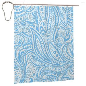 シャワーカーテン美しい青いペイズリーカーテンバスローンのパーソナライズされた面白いバスセット鉄のフックホーム装飾ギフト60x72in