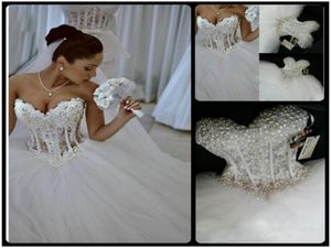 2020 abiti da sposa lussuoso bling sweetheart da sposa corpetto a bordo perle perle abiti da sposa perle perle vestido de noviva2733369