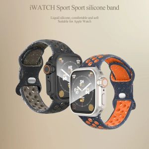 Wodoodporna obudowa+oryginalny sportowy gumowy pasek do Apple Watch Ultra 2 opaska 49 mm 45 44 41 mm 40 mm Correa dla iWatch 9 8 7 6 5 SE