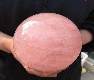 Stor storlek Natural Pink Rose Quartz Sphere Crystal Ball Healing4041057