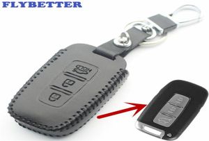 FLYBETTER Genuine Leather 3Button Smart Key Case Cover For Hyundai SonataElantraI30IX35 Car Styling L15756179601