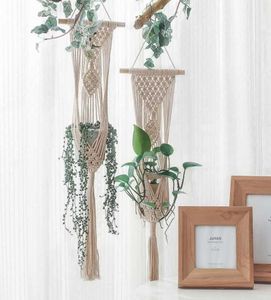 Macrame WALL WACKING SPIERACJE WESZCZESKIE PLASTU PLISTY ZACHODZENIA BALCONY Dekoracja Ściana Sadzarka Potarka Basket Bohemian Makrama 2108215013