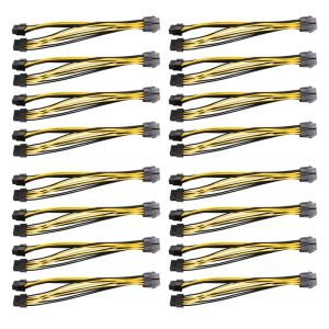 Supplys 20Pack PCIE 8Pin To 2X 8 Pin (6+2) Power Splitter Cable For PCIE PCI Express Image Card Y Splitter Extension Cable