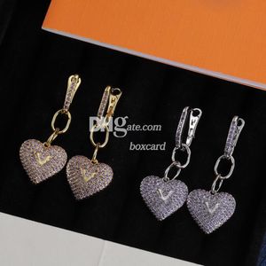 Heart Diamond Earring Danger Luxury Lovely Shiny Earrings Earndrops Gold Plated Earrings Engagement Christmas Gift