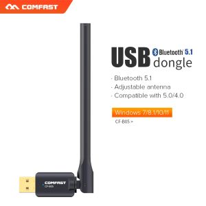 Adaptrar/dongles gratis drivrutin BT5.1 USB Bluetooth Dongle Adapter med antenn för PC -högtalare trådlöst mus ljud Bluetooth -mottagare sändare