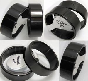 Bulk Lot 100st Polished Black Plain Rostfri Rings 8mm Men039S Fashion Jewel Classic Finger Ring4189027