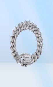 Роскошные дизайнерские ювелирные ювелирные изделия бриллиантовая теннисная цепь мужчины браслеты 15 мм браслет кубинской связи с цепью с цепью Bling Bangle Hip Hop Fas8120239
