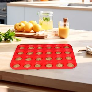 12/24Holes Silicone Muffin Pan Safe Silicone Cupcake Pan BPA Free Nonstick Cupcake Pan Silicone Round Mold for Making Tart Bread