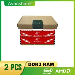 Rams Avanshare Radiater Desktop Memoria DDR3 8GB 4GB 1600MHz 1300MHz Red Stay Sink Ram för Intel AMD Moderboard All Compatible