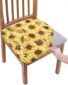 Chair Covers Sunflower Watercolor Flowers Seat Cushion Stretch Dining 2pcs Cover Slipcovers For Home El Banquet Living Room