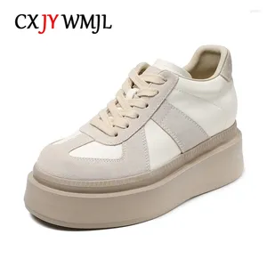 Lässige Schuhe cxjywmjl Plattform Sneaker für Frauen echte Leder Frühling vulkanisierte Damen dicke Bottom Slip-on Skate