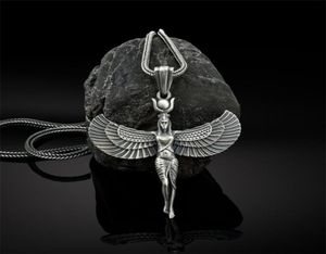 Colar de pendente do ISIS 316L Aço inoxidável Mulheres prateadas egípcias deusa alada de jóias de jóias 7069963