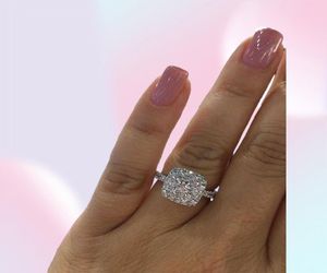 18 K Белое золото Real Natural 2 Carats Diamond Ring для женщин 100 ювелирные украшения натуральный драгоценный камень Anillos Bizuteria Bijoux Femme Rings 218614974