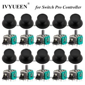 Accessories IVYUEEN 10 Sets for Nintendo Switch Pro Controller 3D Analog Stick 3 Pin Sensor Module Potentiometer with ThumbSticks Cap Repair