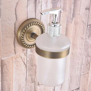 Liquid Soap Dispenser Kitchen Bathroom Hardware Accessories Antique Brass Wall Mount Scrub Glass Dba262