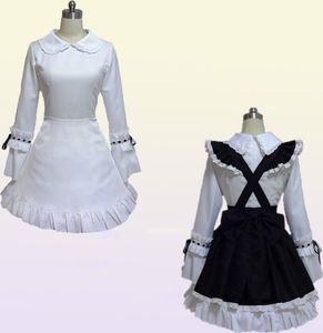 Halloween kvinnor män cosplay costume maid klänning förkläde café servnat lolita retro sexig spets ruched puff hylsa bow bodydoll klänning4519808