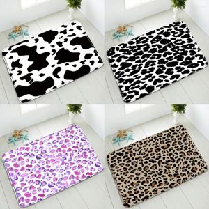 Tapetes de banho estampa de leopardo não deslizamento quarto de tapete cozinha sala de estar capacho de flanela absorvente lavável home sarpet fofets