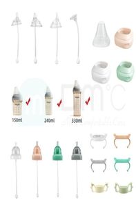 Hegen Baby Milk Feeding Bottle Accessories Cup Cover Replace Handle Ring Silicone Straw Duckbill Adapter Kids Learn to drink 211026385499