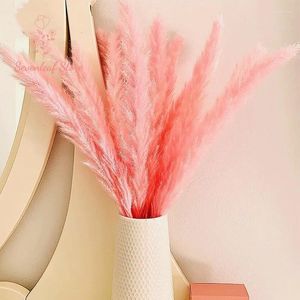 Decorative Flowers Pink Pampas Grass Dried Flower Bouquet Boho Home Decor Country Wedding Party Decoration Natural Preserved Table Ornament