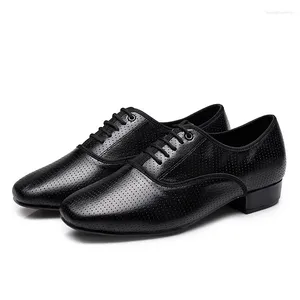 Dance Shoes Men Leather Full Perforated Ventilation Modern Latin Square Ballroom Social Dancing Sneakers