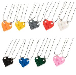 2021 Couples Brick Heart Pendant Shaped Necklace for Friendship 2 Two Piece Jewelry Made with Lego Elements Valentine039s Day G6623806