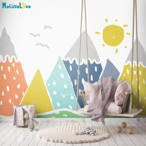 Adesivi Montagne colorate Wallpaper Cartoon Poster Poster Nursery Teenage Room Disegno Natura Adesivo Disenaliche rimovibili del colore fai -da -te YT6294