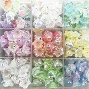 50pcs 7x13mm Gradual Change Acrylic Bellflower Beads Caps Jewelry Findings Charms Bracelets Spacer Beads for Jewelry Making 240408