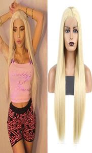 Schweizerische Spitzenfront Perücke Langes Silky Straight 613 Leichte blonde hitzebeständige synthetische Perücken Mode Frauen Cosplay Party weich wie Hum53244421