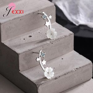 Orecchini per borchie 925 Sterling Silver Ago Stelle di matrimonio Crystals Shell Flowers Lady Women Fashion Beli di alta qualità