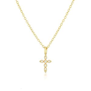 Popular Ins Style Classic Diamond Set Zircon Cross Collarbone Necklace