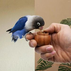 Andra fågelförsörjningar Training Feeder Treat Holder Handheld Parrot Food Bowl Feed Jar för små medelstora fåglar kolibri Budgie