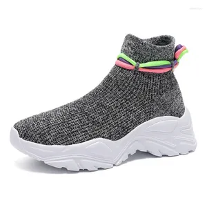 Casual Shoes Solid Color Trend Sports Fashion Elastic Par Socks Mesh Breattable Student Platform Sneakers 2024