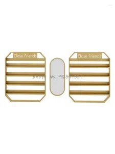 Decorative Plates Nail Polish Display Shelf Nordic Golden Wall Art Rack Cosmetics Storage Frame Hanging