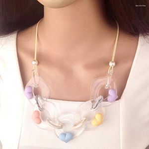 Pendant Necklaces Transparent Geometric Acrylic Statement Bib Necklace With Resin Heart Starfish Rose For Women Party Jewelry Gifts