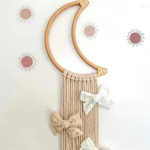 Figurine decorative Nordic Rattan Moon Capelli per bambini Clip Clip Principessa Girnici per capelli Canna per capelli Cintura a pendente Organizzatore Organizzatore Organizzatore Wall