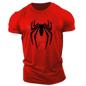 Summer Casual Sports Fashion 2D Spider Spider Crewneck adulto Manga curta T-shirt Mens de tamanho largo solto seco rápido 240412