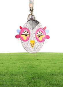 Söt uggla kycklingkristalltecknad anime myntväskan nyckelchain hänge pu läder plånbok nyckel kedja för kvinnor väska charm9605176