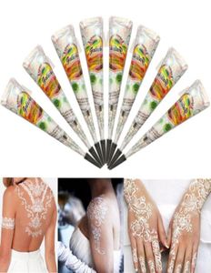 1 piece white body art henna tattoo cream cream cone temporary henna tattoo leg drawing painting ink4275277