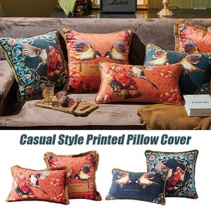 Kudde 45 45 cm/30 50 cm Vintage Birds Print Nordic Art Decorative Cover Luxury Soffa Throw Case Bedding Velvet Pillow Case