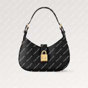 Explosion Heiße Frauen -Low -Key -Umhängetasche M24611 Schwarzkörnige Kalbskinne Haken Padlock in der großen Reißverschlusspocke Ruhige Luxus -Verstellgurt Designer Neu