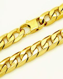 12mm de largura jóias de joalheria 18k Corrente de ouro 100 colar de aço inoxidável T e co -gargantilha cubana 18 36 polegadas7866988