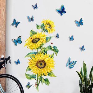 Adesivi a parete in PVC decorazione per la casa rimovibile da bagno rimovibile cucina impermeabile per le decalcomanie fai -da -te girasoli autoadesivi