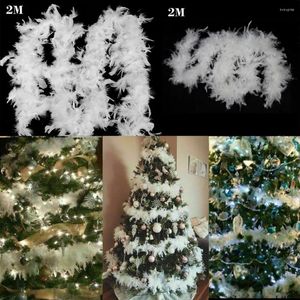 Decorative Flowers 2 Meters Lengthen Feather Strip Wedding Decoration Christmas Trees Pure White Party Decorations Halloween