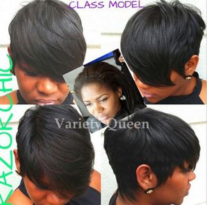 Short Cut Human Hair Wig Brazilian Hair Short Bob Wigs For Black Women spets peruker med lugg människohår pixie wigs7053324